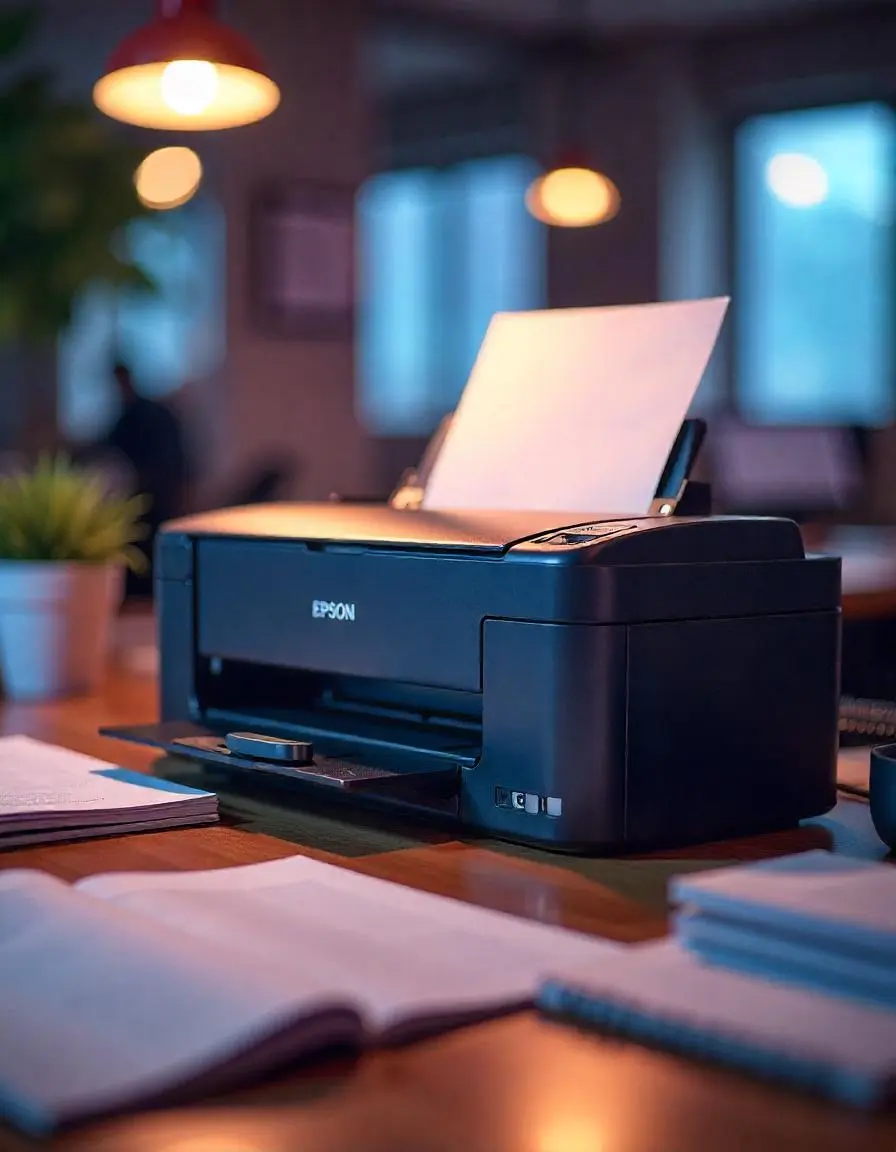 Imagem de impressora Epson sendo consertada